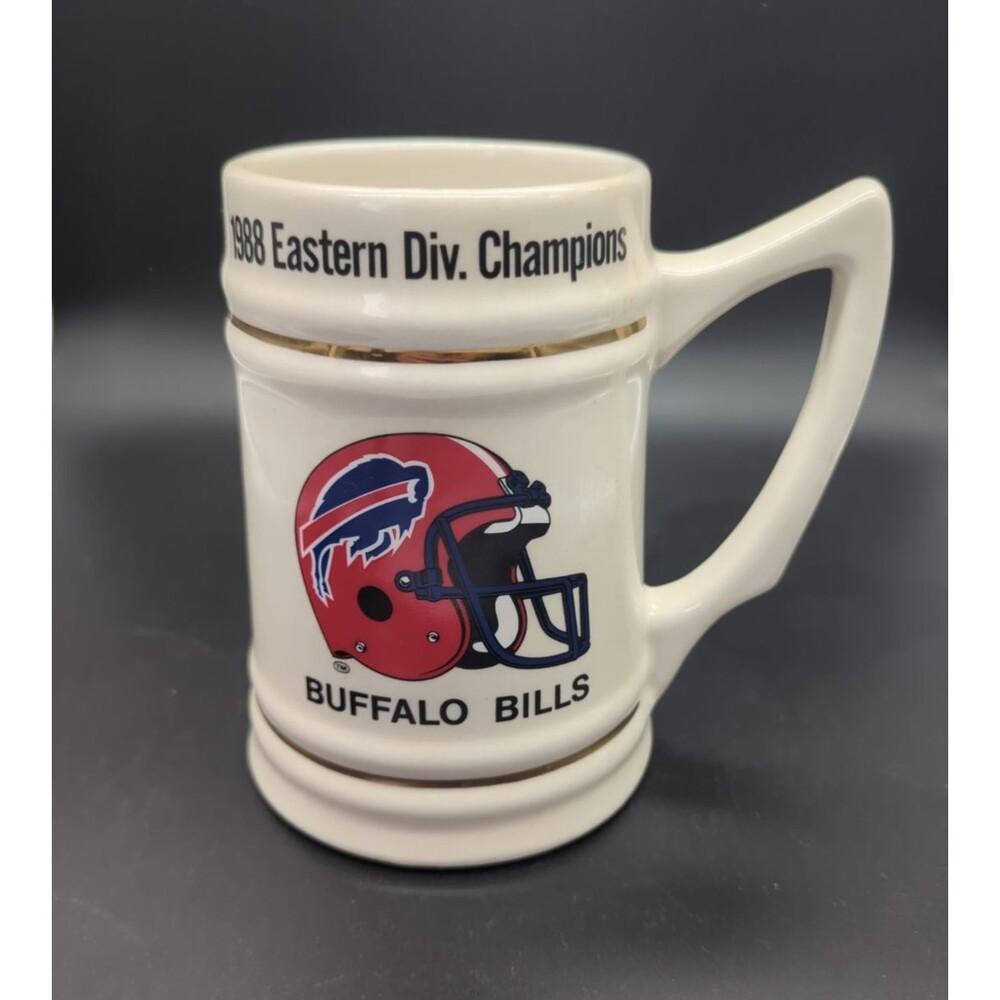 Vintage 1988 Buffalo Bills AFC East Champions Roster Ceramic Stein Mug 24oz.